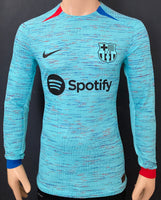 2023-2024 FC Barcelona Third Shirt Player Issue Kitroom Long Sleeve Min BNWOT Size M (Fitted)