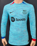 2023-2024 FC Barcelona Third Shirt Player Issue Kitroom Long Sleeve Min BNWOT Size M (Fitted)