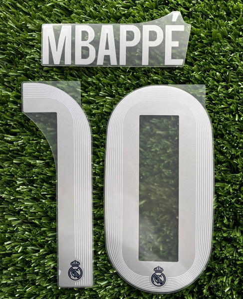 2025-2026 Real Madrid CF Away Name Set and Number Kylian Mbappe Champions and Cup Avery Dennison