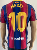 2020-2021 FC Barcelona Home Shirt Lionel Messi Player Issue Authentic LaLiga Farewell Pre Owned Size S