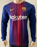 2017-2018 FC Barcelona Long Sleeve Home Shirt Messi La Liga Pre Owned Size L