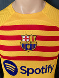 2022-2023 FC Barcelona Long Sleeve Fourth Shirt Senyera Ferran Torres La Liga Kitroom Player Issue Mint Condition Size M