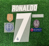 2016-2017 Real Madrid CF Away Name Set Patches Player Issue Kitroom Cristiano Ronaldo Final Champions League