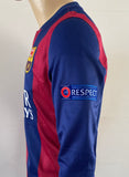 2014-2015 FC Barcelona Home Shirt Neymar Junior Player Issue Kitroom Long Sleeve Champions Pre Owned Size M (Fitted)