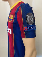 2020-2021 FC Barcelona Home Shirt Lionel Messi Player Issue Authentic Champions Pre Owned Size M