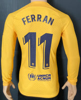 2022-2023 FC Barcelona Long Sleeve Fourth Shirt Senyera Ferran Torres La Liga Kitroom Player Issue Mint Condition Size M