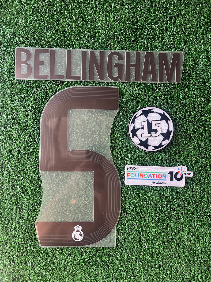 2025-2026 Real Madrid CF Home Name Set and Patches Jude Bellingham Cha ...
