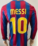 2009-2010 FC Barcelona Home Shirt Lionel Messi Long Sleeve LaLiga Sextuple Pre Owned Size S
