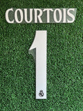 2024-2025 Real Madrid CF Goal Keeper Name Set and Number Thibaut Courtois Champions and Cup Avery Dennison