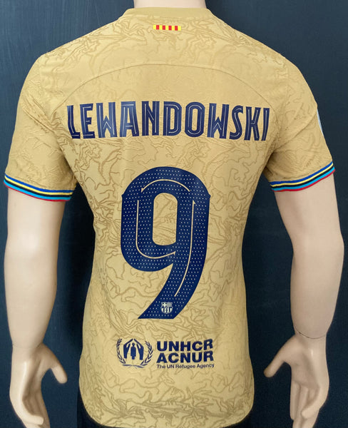 2022-2023 FC Barcelona Away Shirt Lewandowski Copa del Rey Kitroom Player Issue Mint Condition Size L