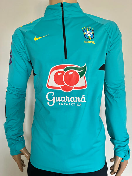 2024-2025 Brazil National Team Shield Drill Top Training Player Issue Kitroom Water Proof Worn and Washed Size L