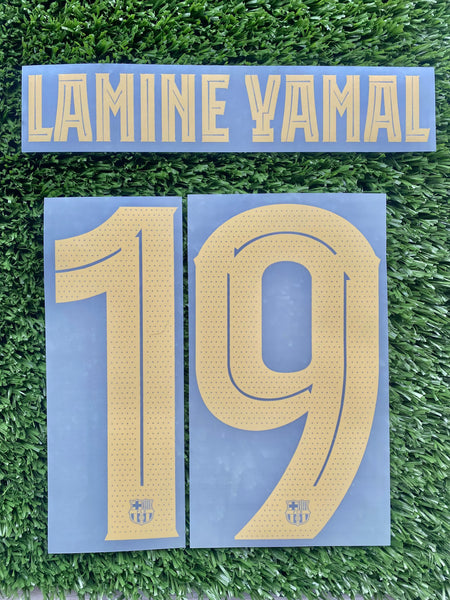 2024-2025 Lamine Yamal Barcelona Home Name Set and Number Player Issue Champions and Cup Text Print