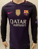 2016-2017 FC Barcelona Away Shirt Lionel Messi Player Issue Kitroom Long Sleeve Champions Mint Size M (Fitted)