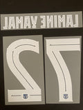 2023 2024 Barcelona LAMINE YAMAL 27 Away Shirt Name Set and Number Player Issue UCL/ Copa del Rey Adult Size TextPrint
