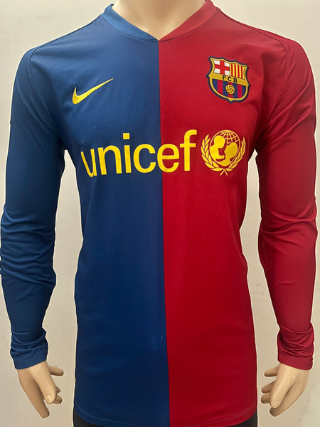 2008-2009 FC Barcelona Home Shirt Treble Long Sleeve Pre Owned Size M
