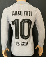 2022-2023 FC Barcelona Long Sleeve Third Shirt Ansu Fati Champions League Kitroom Player Issue Mint Condition Size M