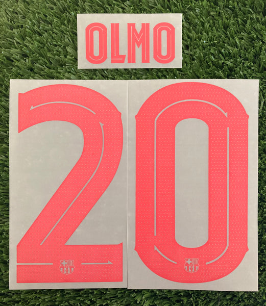 2024-2025 Dani Olmo 20 FC Barcelona Away Name Set and Number Champions League Cup Player Issue TextPrint