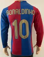 2006 2007 Barcelona Home Shirt RONALDINHO 10 Long Sleeve Kitroom Player Issue Size S