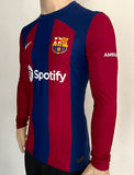 2023-2024 FC Barcelona Home Shirt Lamine Yamal Player Issue Kitroom Long Sleeve Pre Owned Size M (Fitted)