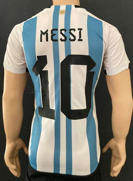2022 Argentina World Cup Home Shirt Lionel Messi Name Set Pre Owned Size S