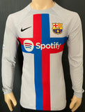 2022-2023 FC Barcelona Long Sleeve Third Shirt Piqué Champions League Kitroom Player Issue Mint Condition Size L