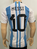 2022 Argentina National Team Home Shirt Lionel Messi Player Issue Authentic Made in Vietnam Winners 2 Stars Pre Owned Size M