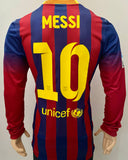 2013-2014 FC Barcelona Home Shirt Lionel Messi Player Issue Kitroom Long Sleeve with defect Mint Size L (Fitted)