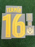 2025-2026 FC Barcelona Home and Fourth Name Set and Number Fermin Lopez Player Issue SuperCup  Stahls TextPrint