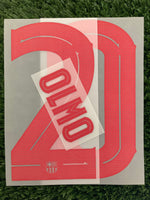 2024-2025 Dani Olmo 20 FC Barcelona Away Name Set and Number Champions League Cup Player Issue TextPrint