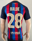 2022-2023 FC Barcelona Home Shirt Alejandro Balde Supercopa Pre Owned Size M