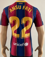 2020-2021 FC Barcelona Home Shirt Ansu Fati La Liga Kitroom Player Issue Mint Condition Size M