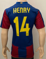 2007-2008 FC Barcelona Home Shirt Henry Player Issue Kitroom Champions Pre Owned Size L