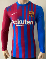 2021-2022 FC Barcelona Long Sleeve Home Shirt Kitroom Player Issue Mint Condition Size M