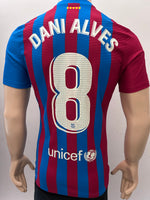 2021-2022 FC Barcelona Home Shirt Dani Alves Player Issue Kitroom Mint Size M