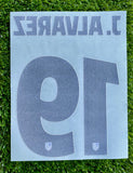 2025-2026 Atlético de Madrid Home Name Set and Number Julián Álvarez Champions and Cup Textprint