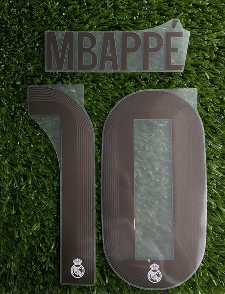 2025-2026 Real Madrid CF Home Name Set and Number Kylian Mbappe Champions and Cup Avery Dennison