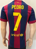 2014-2015 FC Barcelona Home Shirt Pedro Rodríguez Champions Pre Owned Size S