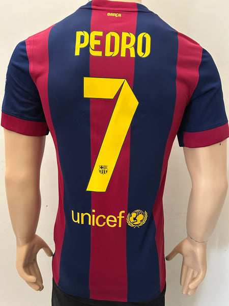 2014-2015 FC Barcelona Home Shirt Pedro Rodríguez Champions Pre Owned Size S