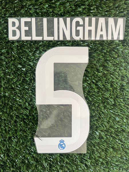 2025-2026 Real Madrid CF Away Name Set and Number Jude Bellingham Champions and Cup Avery Dennison