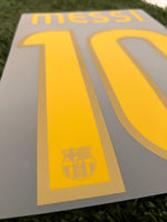 2008-2009-2010 FC Barcelona Home Name Set and Number Lionel Messi Reissue La Liga and Champions Adult Size