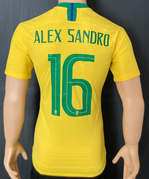 2018 Brazil National Team Home Shirt Alex Sandro Kitroom Player Issue Pre Owned Size M