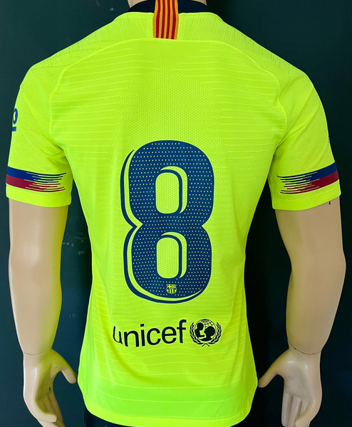 2018-2019 FC Barcelona Away Shirt Number 8 Kitroom Player Issue BNWOT Size M (fitted)
