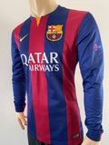 2014-2015 FC Barcelona Home Shirt Neymar Junior Player Issue Kitroom Long Sleeve Champions Pre Owned Size M (Fitted)