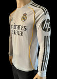 2025-2026 Real Madrid CF Home Shirt Kylian Mbappe Player Issue Authentic Long Sleeve Champions New BNWT Size S