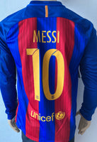 2016 - 2017 Barcelona Home Shirt Long Sleeve Messi Liga (S)