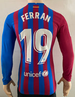 2021-2022 FC Barcelona Long Sleeve Home Shirt Ferran Torres La Liga Mint Condition Size M