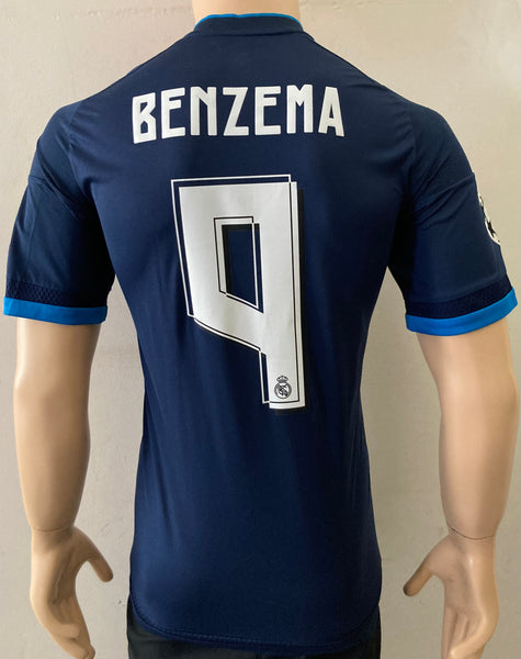 2015-2016 Real Madrid CF Third Shirt Benzema Champions League Kitroom Player Issue Mint Condition Size 8