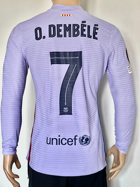 2021-2022 FC Barcelona Away Shirt Ousmane Dembele Player Issue Kitroom Long Sleeve