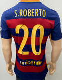 2015-2016 FC Barcelona Home Shirt Sergi Roberto Player Issue Kitroom Signed La Liga M