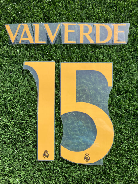 2023 - 24 Real Madrid Name Set Valverde Champions Away And Third Avery Dennison